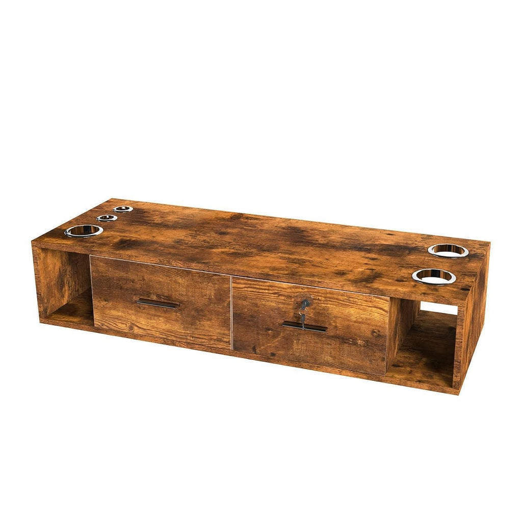 Wall Mount Salon Station with Drawers and Open Storage for Hair Beauty