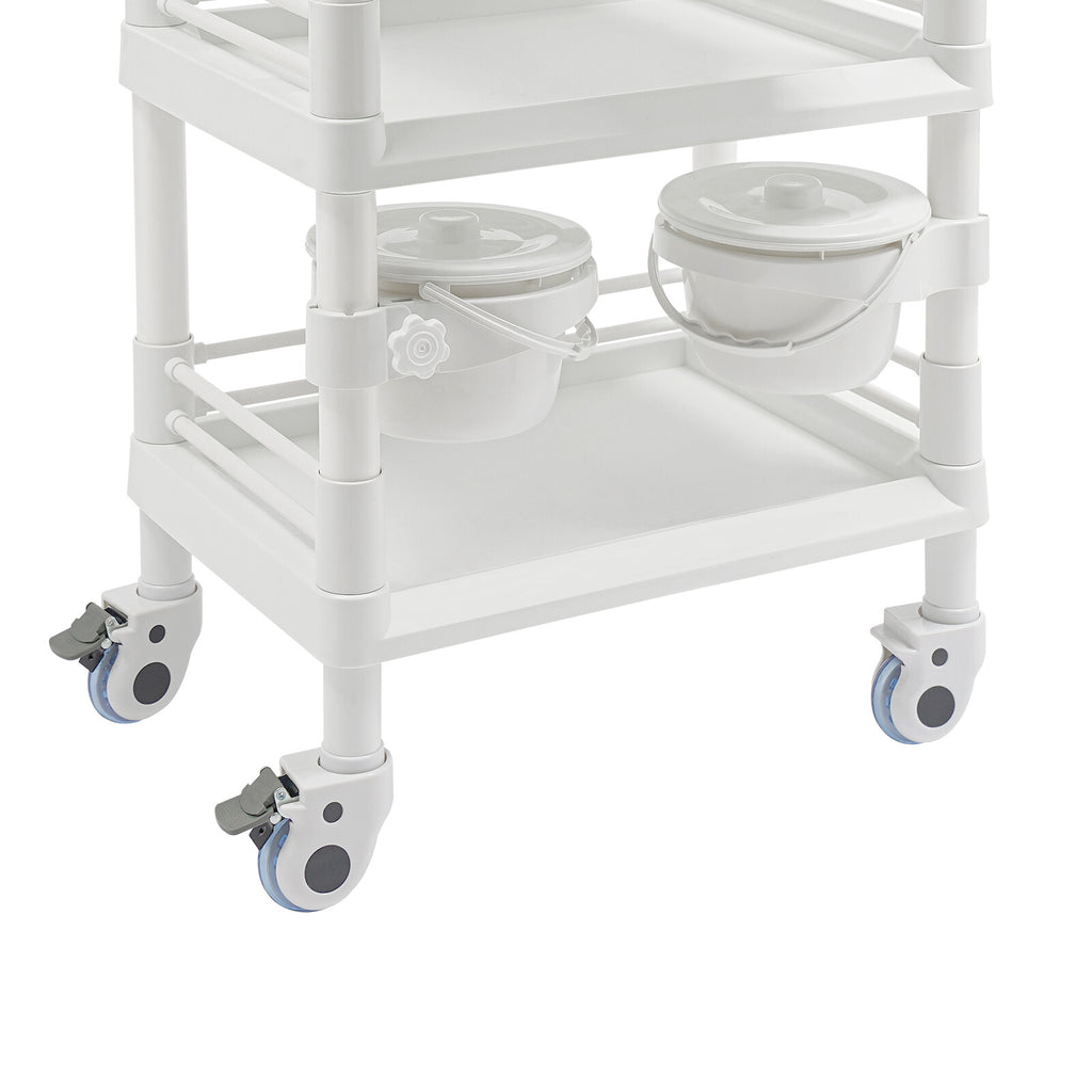 Salon Trolley Cart with 3 Tiers and 2 Garbage Baskets - Rolling Beauty Storage Station