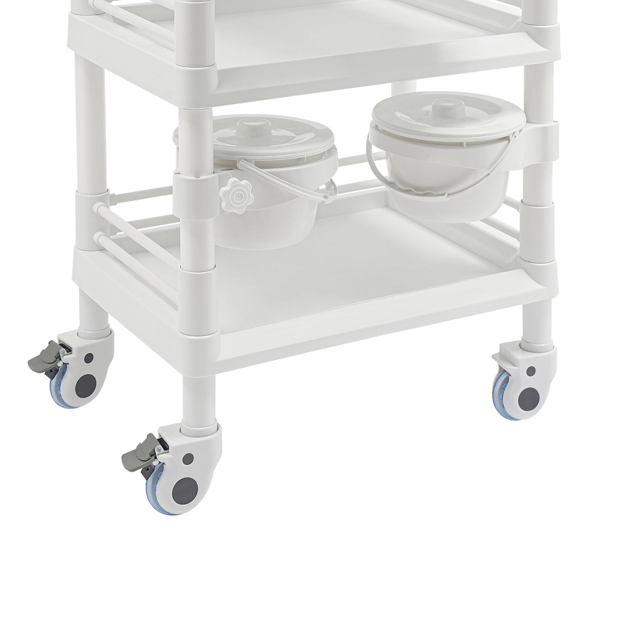 Salon Trolley Cart with 3 Tiers and 2 Garbage Baskets - Rolling Beauty Storage Station