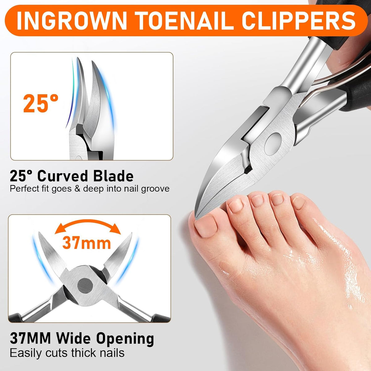 Heavy Duty Toenail Clippers Set for Thick Nails - Senior Foot Care Tool
