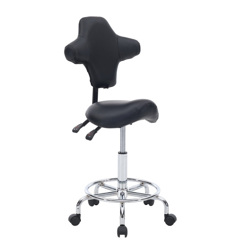 Ergonomic Saddle Stool with Wheels, Adjustable Height, Swivel Seat