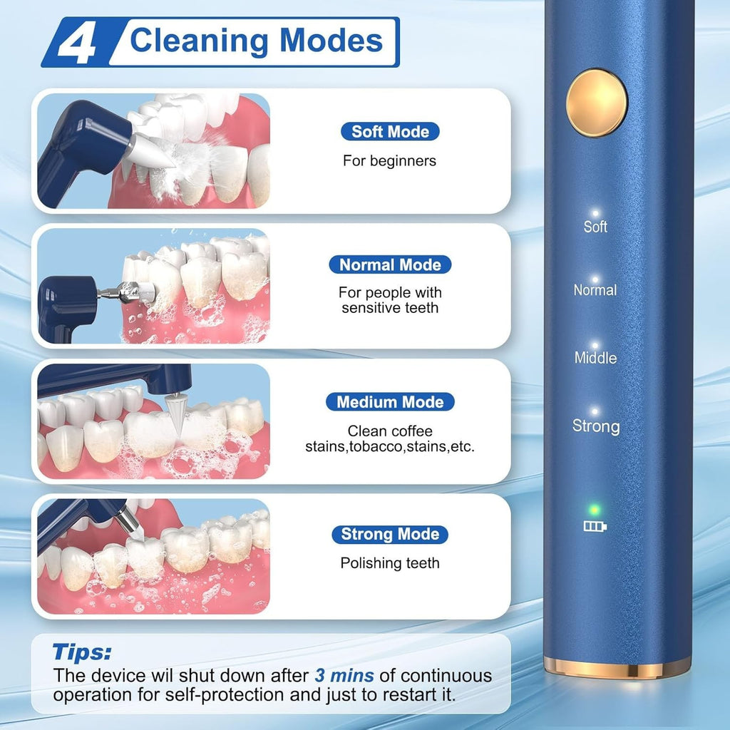 Rechargeable Tooth Polisher Kit with 5 Brush Heads for Stain Removal