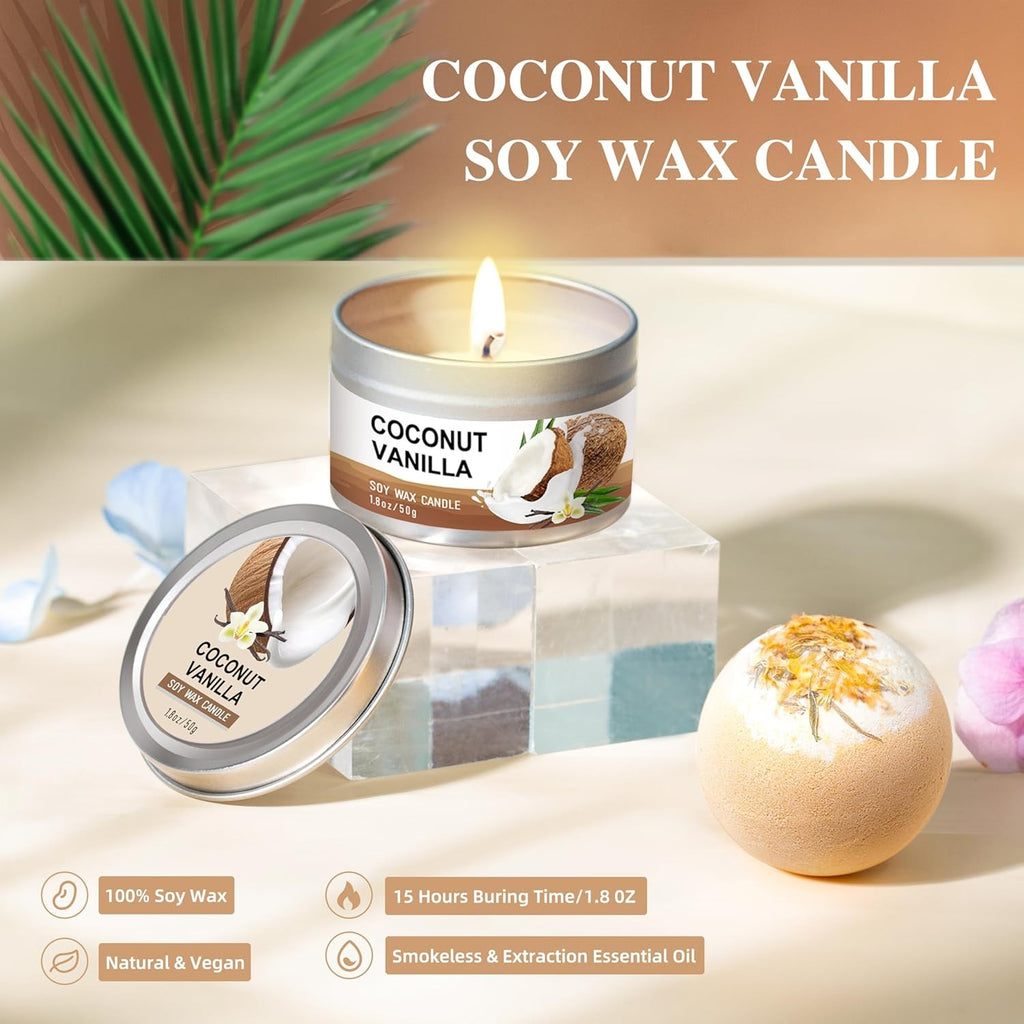 Vanilla Coconut Spa Gift Set for Women - Bath & Body Self Care Kit