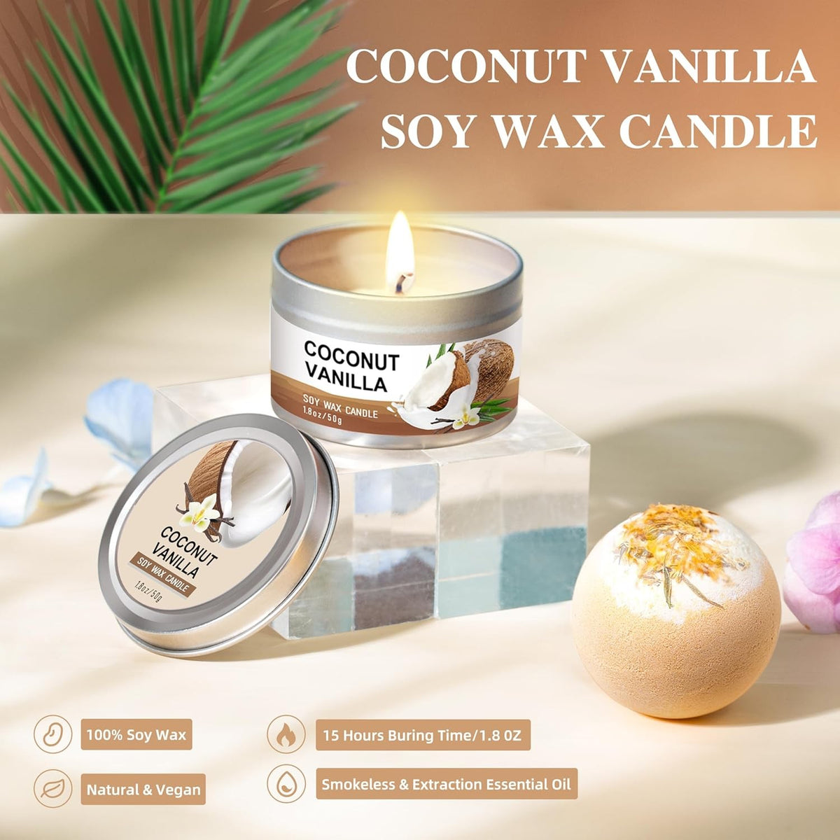 Vanilla Coconut Spa Gift Set for Women - Bath & Body Self Care Kit