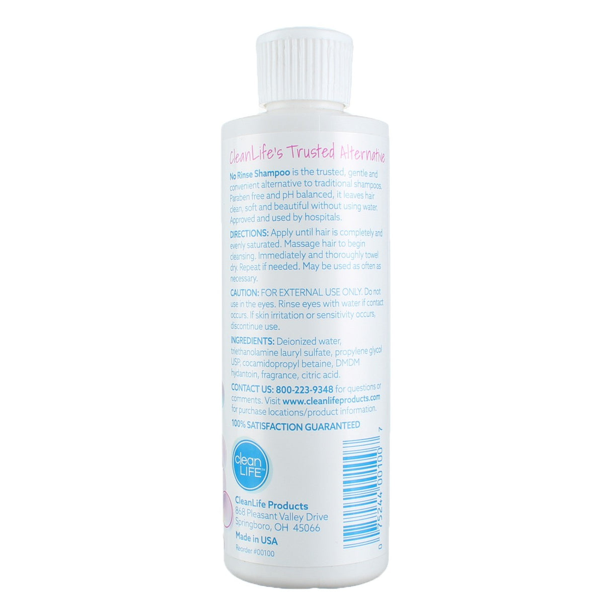 No Rinse Shampoo 8 fl oz - Gentle, Waterless Hair Cleanser for Easy Use