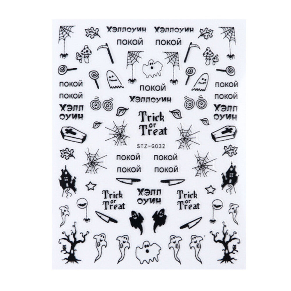 Halloween Nail Stickers Assorted Styles Waterproof Nail Art Decals
