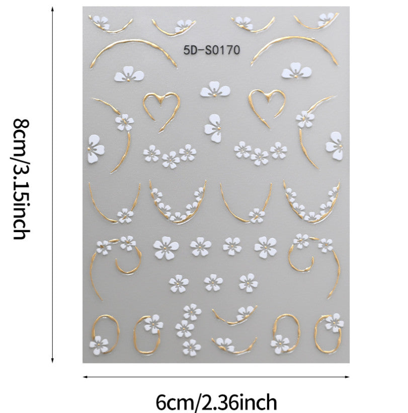 2Pcs Flower Rhinestone Nail Art Stickers 3D Self-Adhesive for Manicure