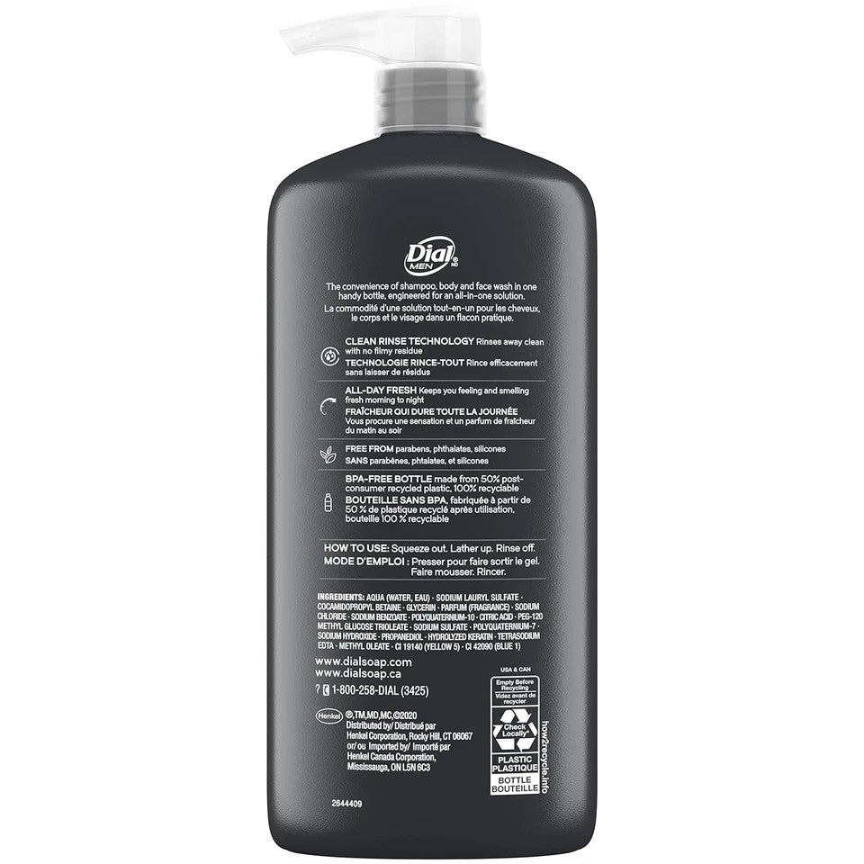 Men's 3-in-1 Body, Hair & Face Wash - Recharge 69 fl oz (3 Bottles)