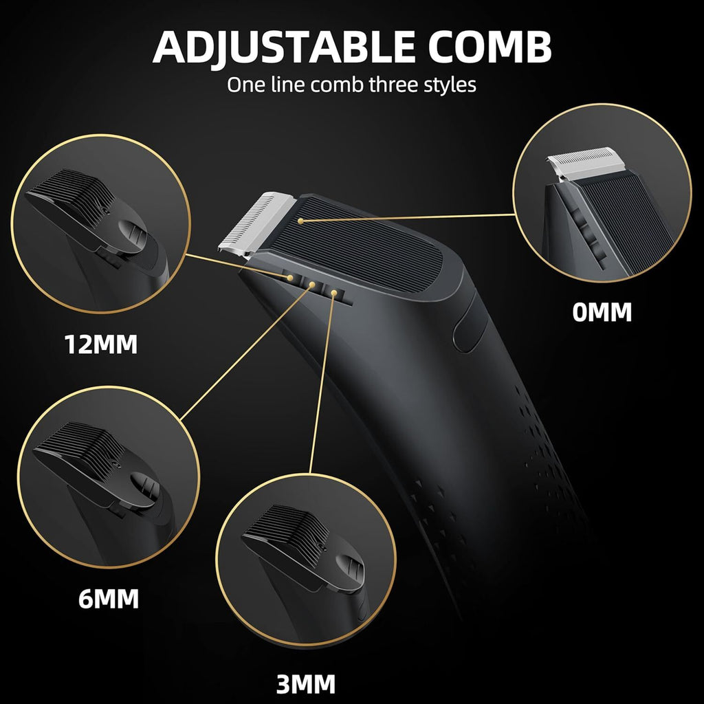 Men's Waterproof Groin Hair Trimmer with Ceramic Blade & LED Light