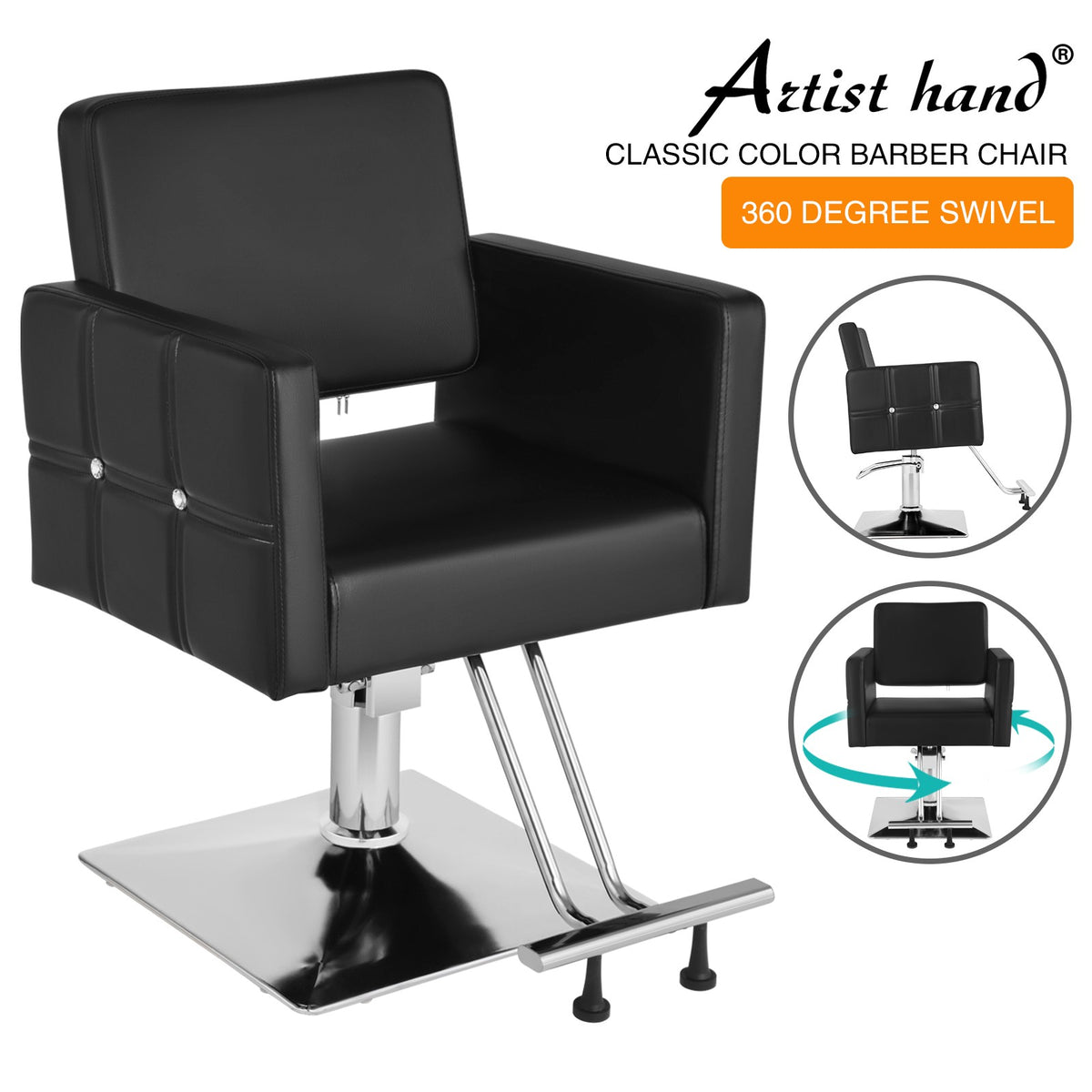 All Purpose Hydraulic Barber Chair for Salon and Spa Use - Artist Hand