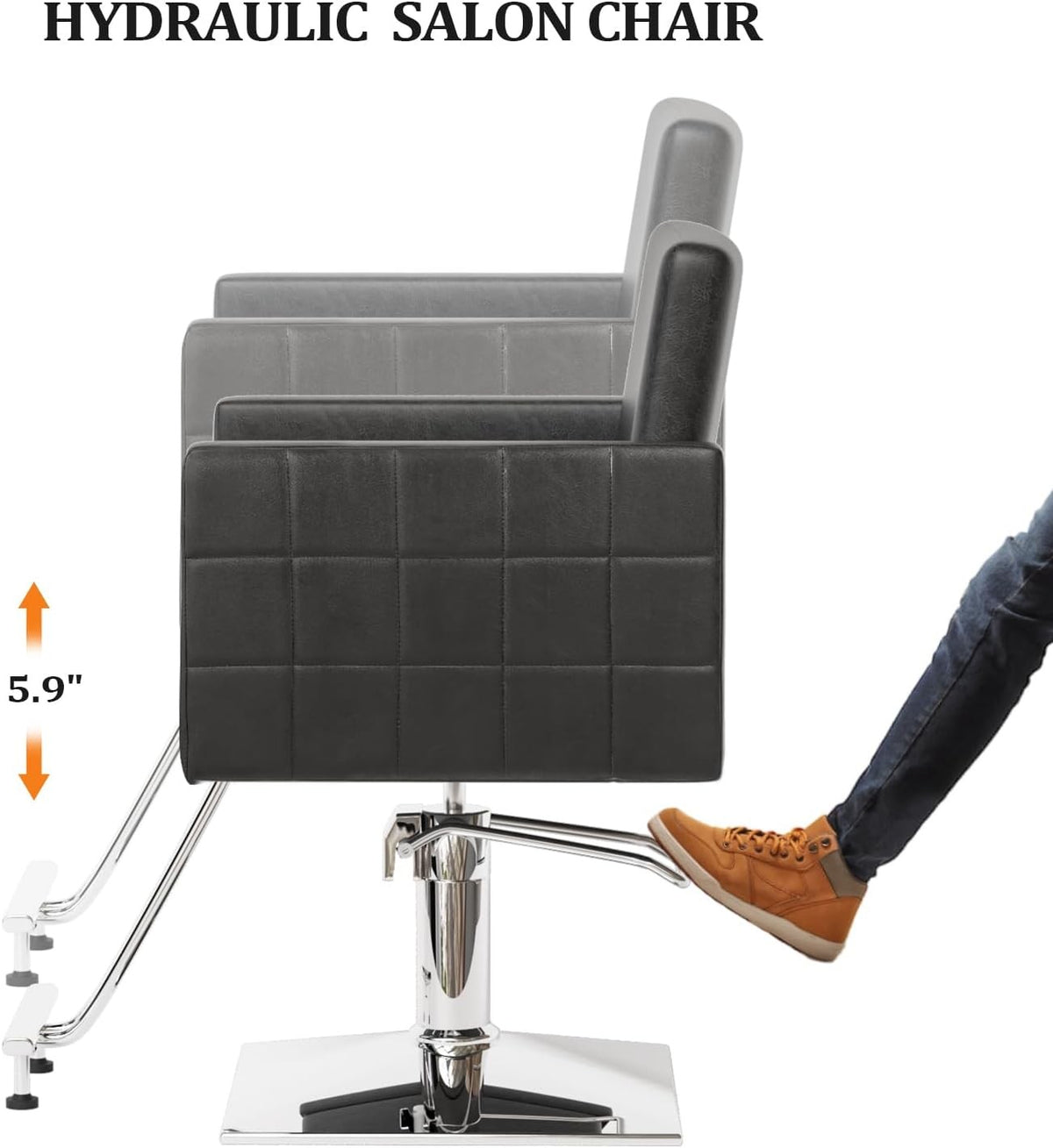 Hydraulic Barber Chair Salon Chair with Footrest, Swivel, Black