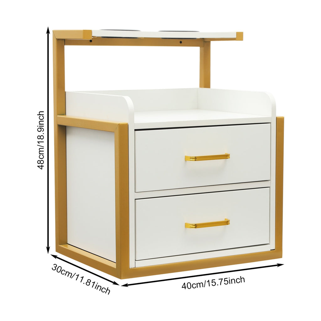 Wall Mount Salon Storage Cabinet with 2 Drawers and Open Shelf - Spa Barber Hair Tool Organizer