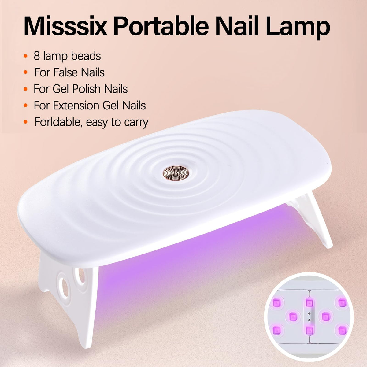 Short Almond Nail Tips Kit 504pcs with UV Lamp & Nail Glue - Clear Fake Nails