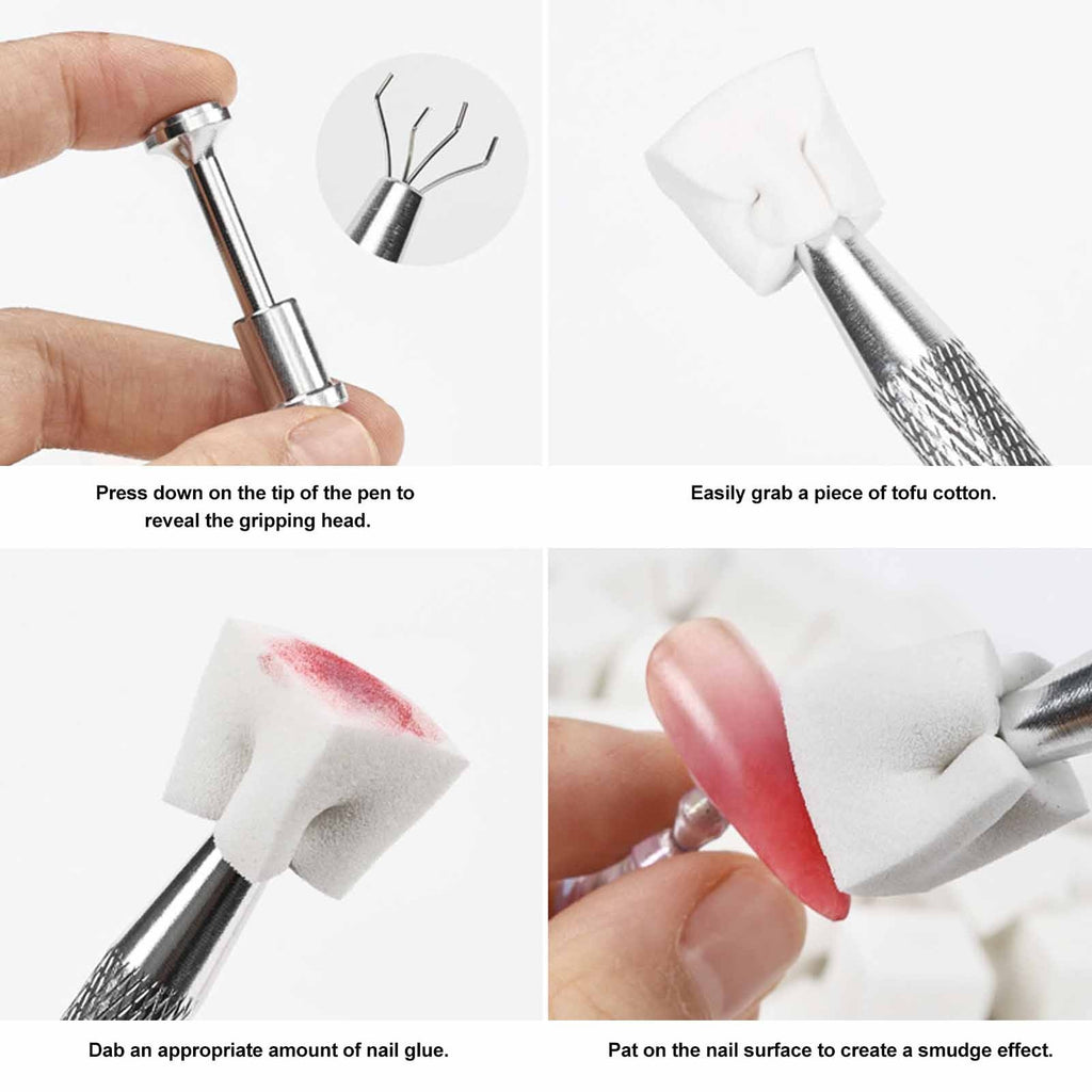 50Pcs Portable Nail Art Sponge Buffer Blocks with Grabbing Pen for DIY Manicure