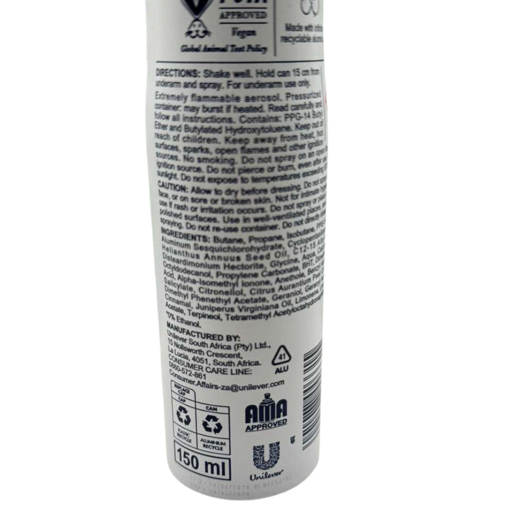 6 Pack Dove Cucumber Deodorant Body Spray - 150ml Long-Lasting Freshness