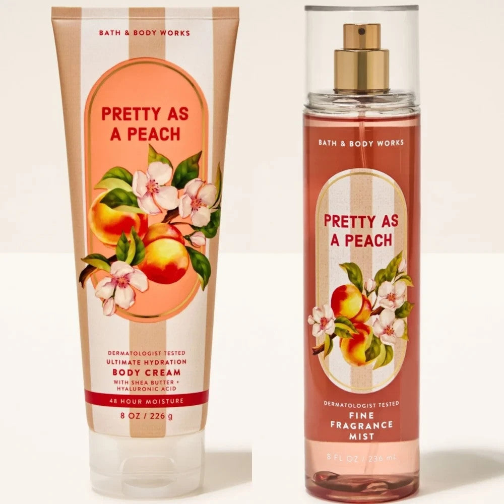 Bath & Body Works Peach Fragrance Gift Set - Body Mist & Body Cream