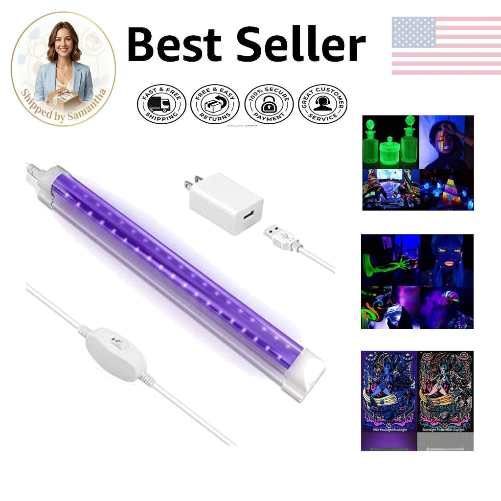 10W UV LED Black Light Tube with Adjustable Brightness for Parties Art & Detection