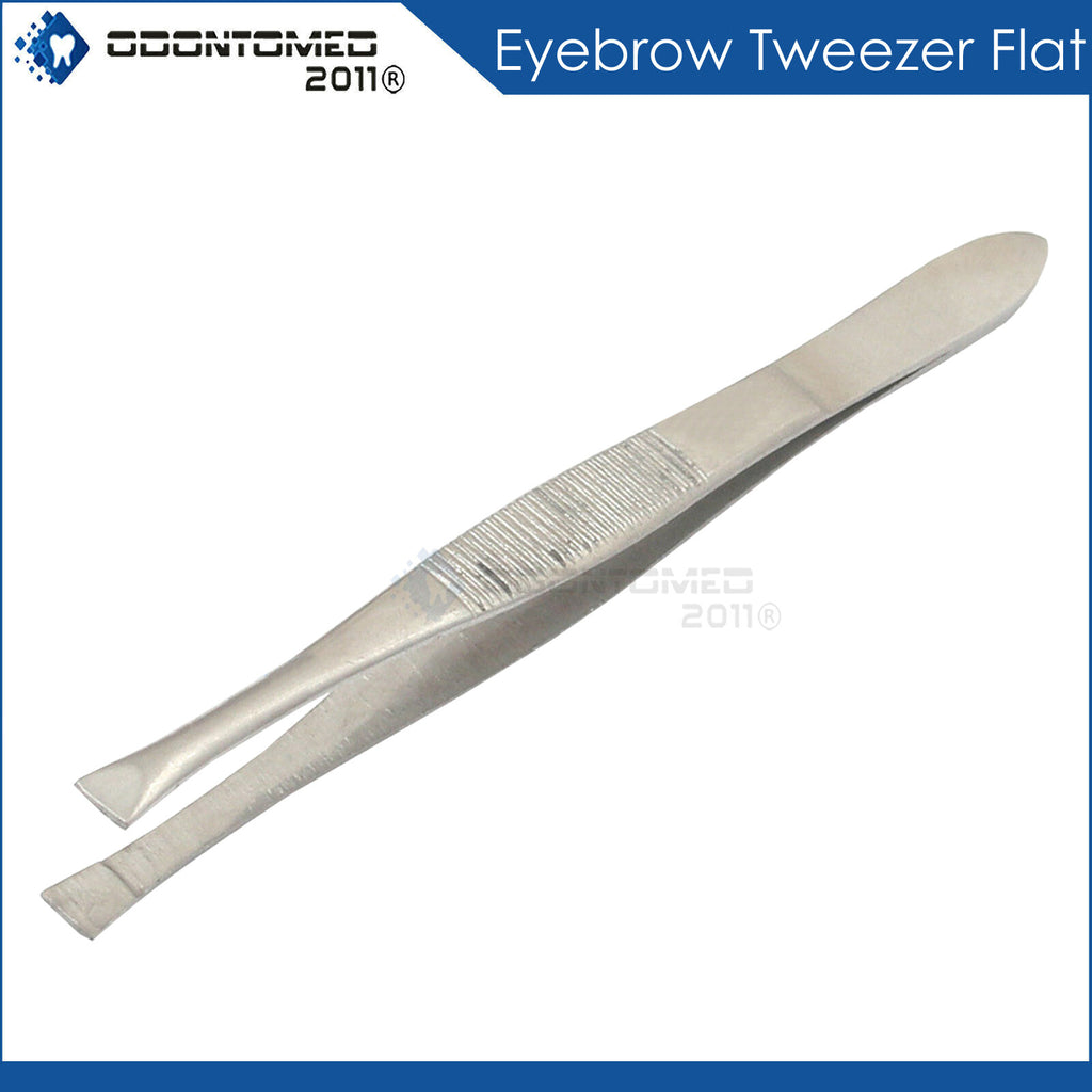 3 Pack Stainless Steel Flat Tweezers - High Gloss Precision Grooming Tools