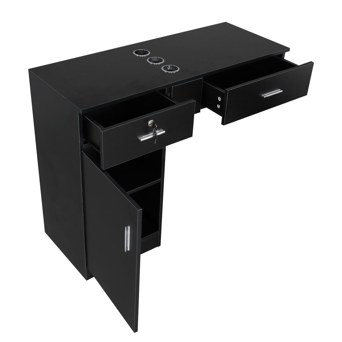 Salon Wall Mounted Hair Styling Station with Lockable Drawers - Salon Furniture