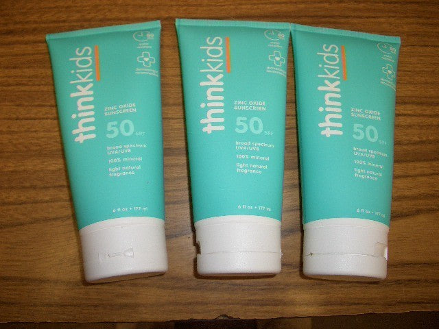 3 Tubes Kids SPF 50 Zinc Oxide Sunscreen Broad Spectrum UVA/UVB Reef Friendly 6 fl oz