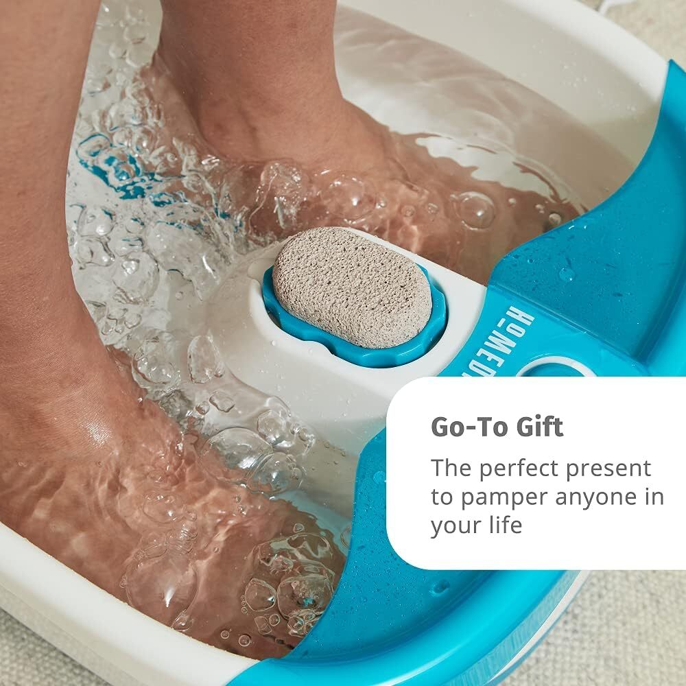 Portable Foot Spa Bath Massager with Bubble Jets and Removable Pumice Stone