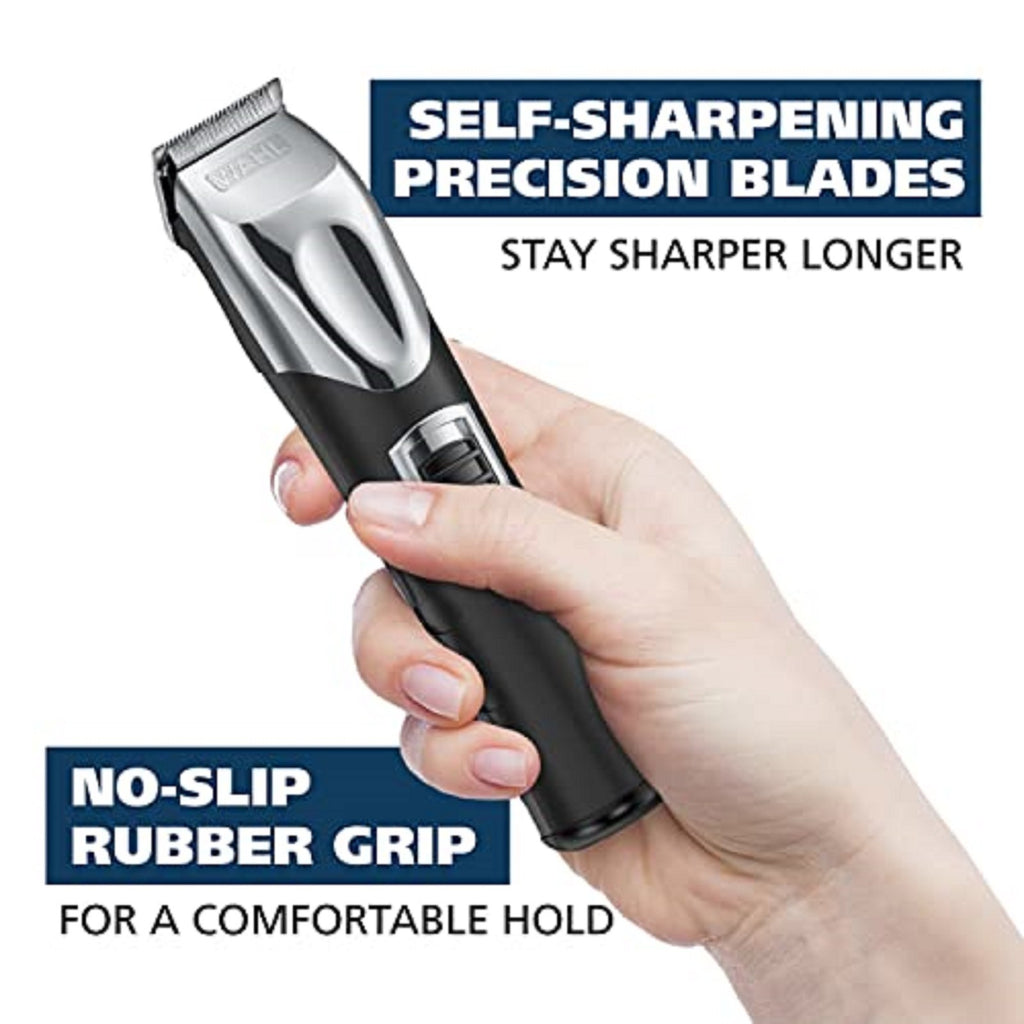 Men's Lithium Ion Beard Trimmer Kit with Multiple Attachments and Self-Sharpening Blades