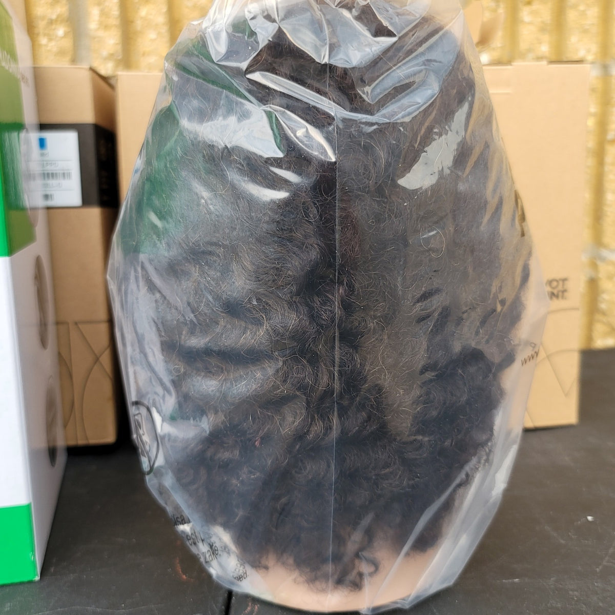 Human Hair Mannequin Head for Hair Cutting & Styling 8 Inch Dark Textured