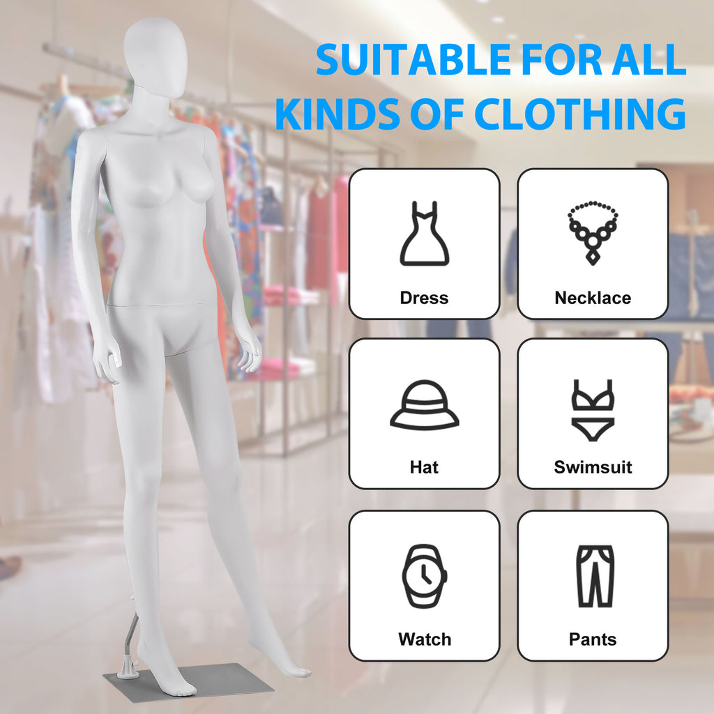 Female Full Body Dress Form Mannequin Adjustable White 70 Inches