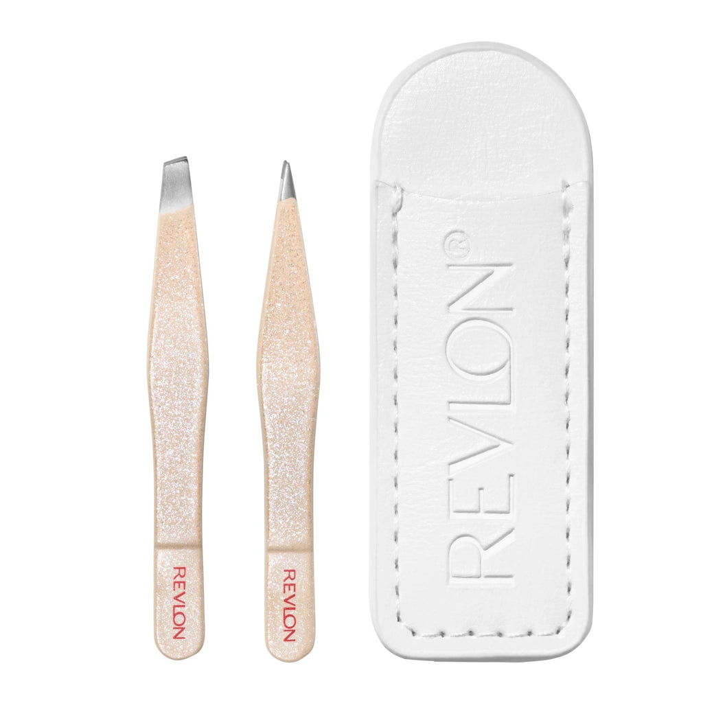 Revlon Mini Travel Tweezers Set - Slant & Point Tips for Precise Hair Removal