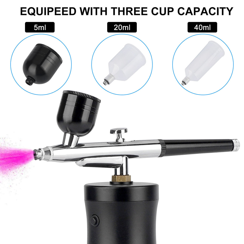 Portable Airbrush Kit for Art and Nails - Mini Air Compressor 7.4V, Aluminum