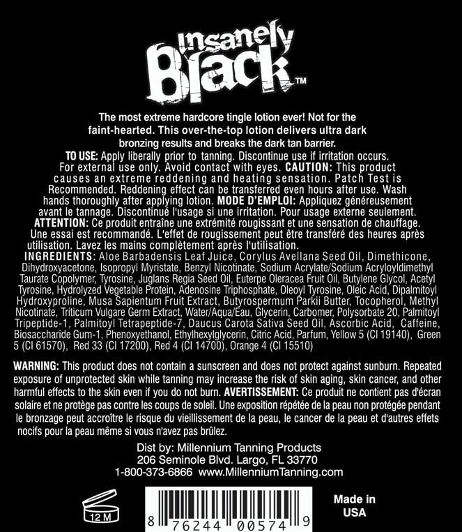 Insanely Black 60X Tanning Lotion with Tingle – Dark Bronze Bed Lotion 13.5 oz