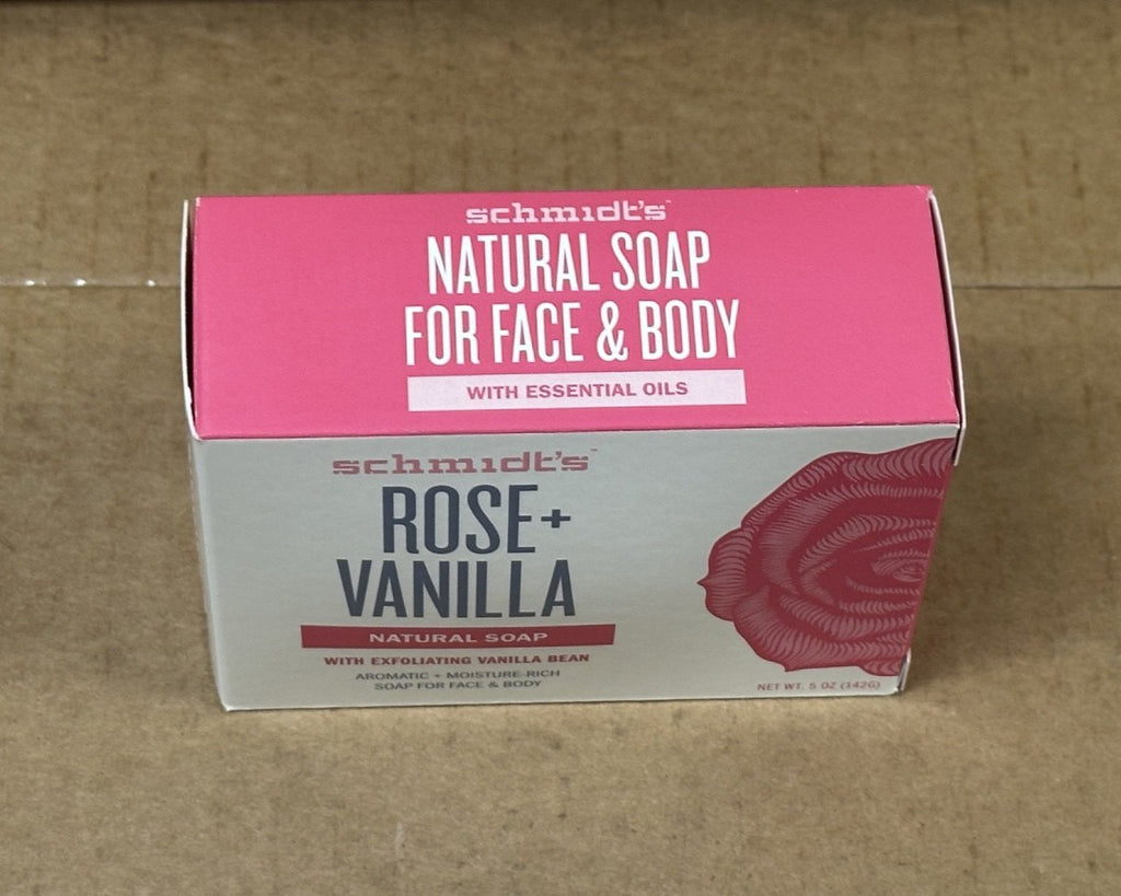 6 Pack Natural Rose & Vanilla Soap with Exfoliating Vanilla Bean - 5 oz