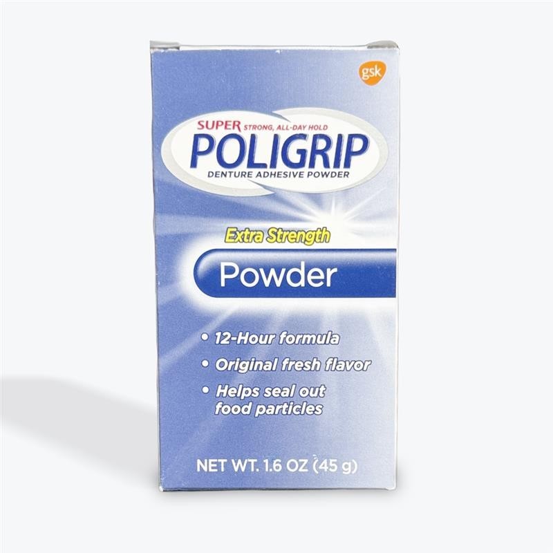 Denture Adhesive Powder 12 Hour Strong Hold - Case of 3, 1.6 Oz Each