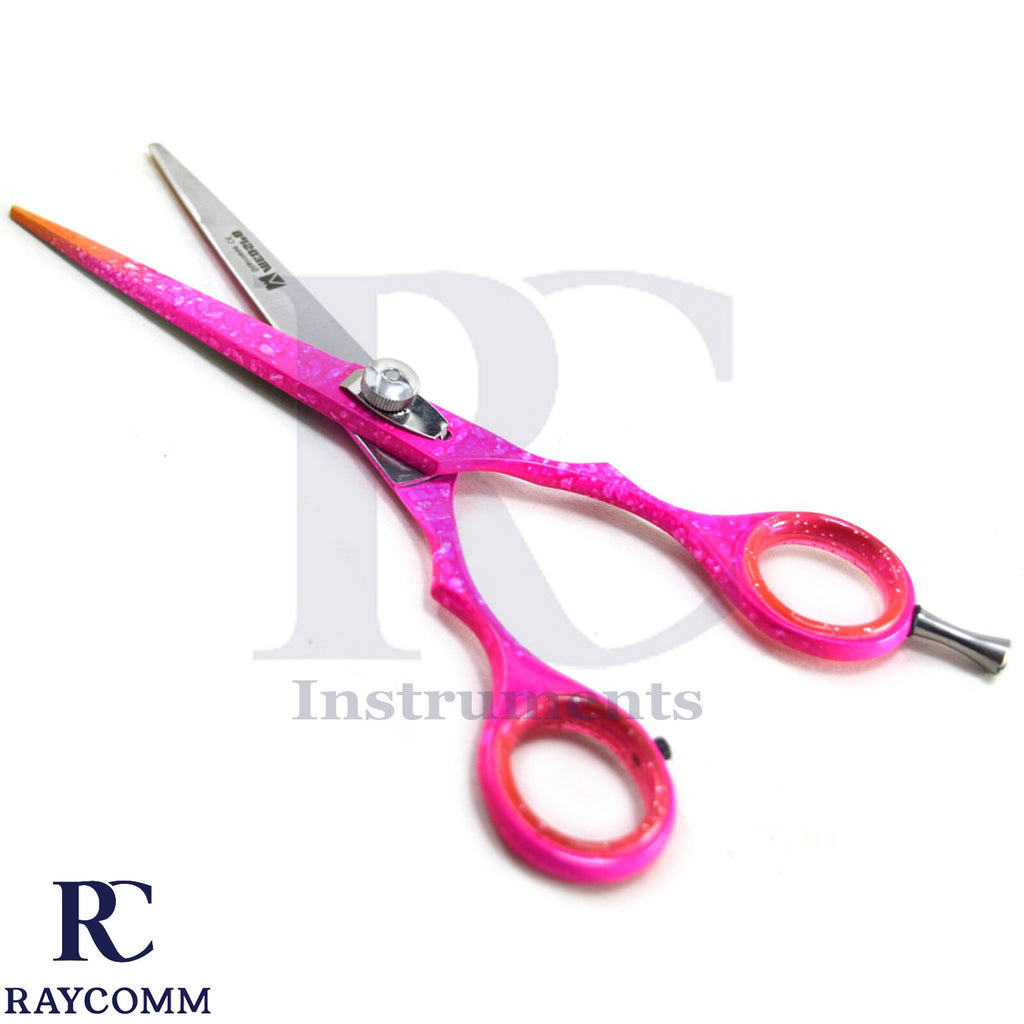 Pink Left-Handed Hair Cutting Scissors 6.5 Inch Barber Shears for Hairdressing