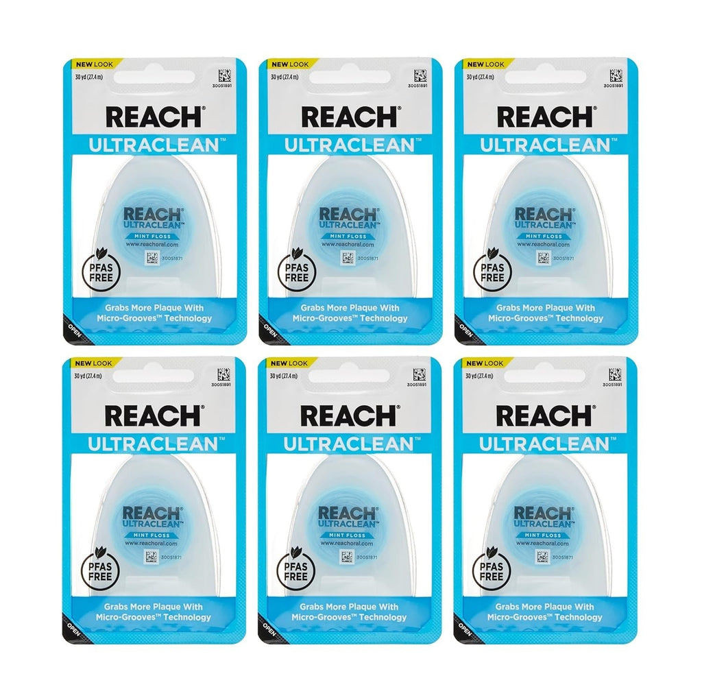Waxed Dental Floss Mint Shred-Resistant 6 Pack 30 Yards - Oral Care