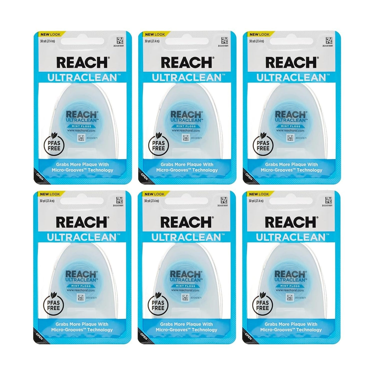 Waxed Dental Floss Mint Shred-Resistant 6 Pack 30 Yards - Oral Care
