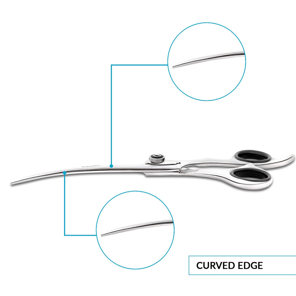 Professional Curved Dog and Cat Shears - 7.5 Inch, Adjustable Tension, Sharp Japanese Steel