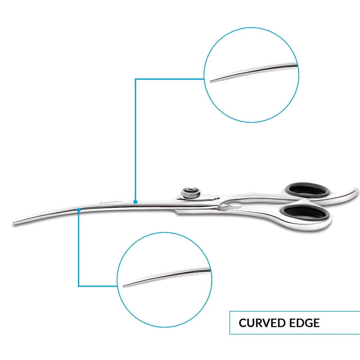 Professional Curved Dog and Cat Shears - 7.5 Inch, Adjustable Tension, Sharp Japanese Steel