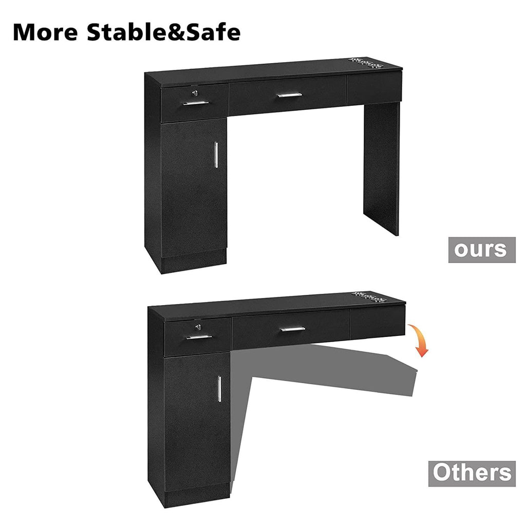 Salon Storage Cabinet with Lockable Drawers Hair Styling Station Furniture