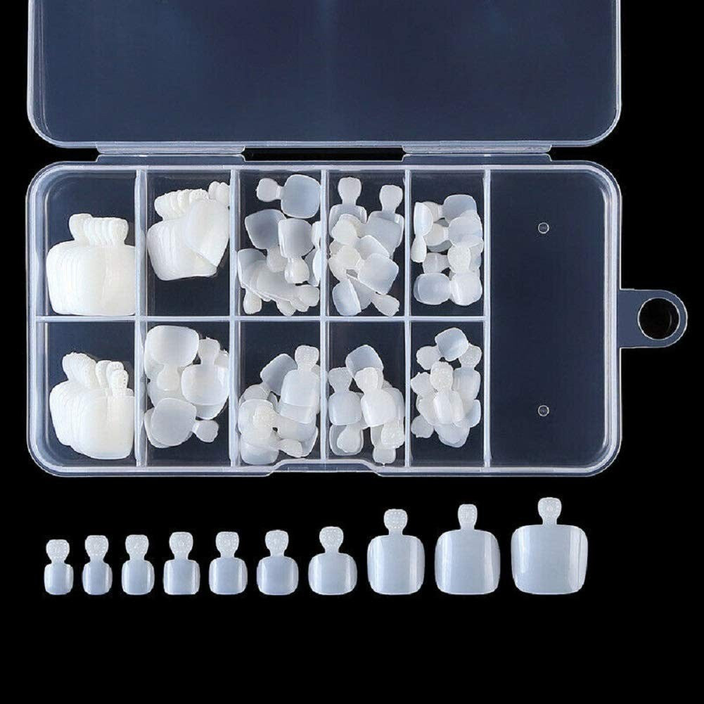 Eco-Friendly White Nail Tips Set - 10 Sizes for Manicure & Pedicure