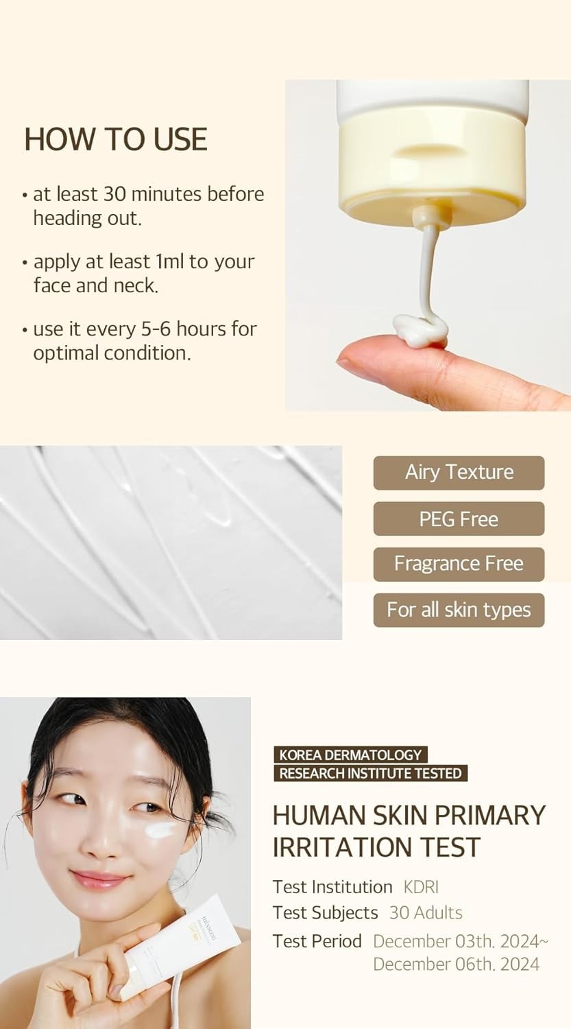 mixsoon SPF 50 Broad Spectrum Sun Cream - Lightweight Korean Sunscreen 50ml
