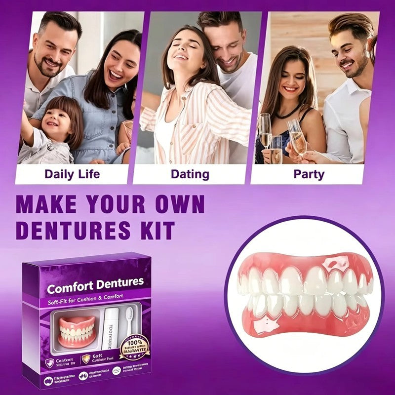 Moldable Silicone Denture Set - Instant Upper & Lower False Teeth