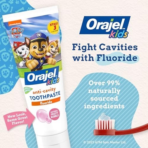 Kids Fluoride Toothpaste with Paw Patrol Characters – Natural Cavity Protection & Bubblegum Flavor