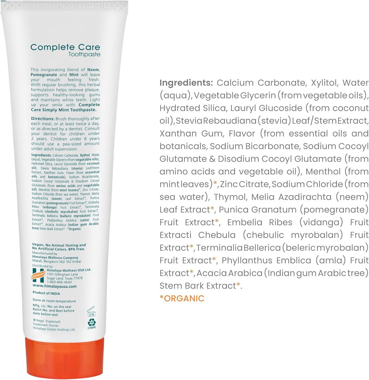 Himalaya Botanique Complete Care Fluoride-Free Herbal Toothpaste - Mint, 5.29 Oz, 4 Pack