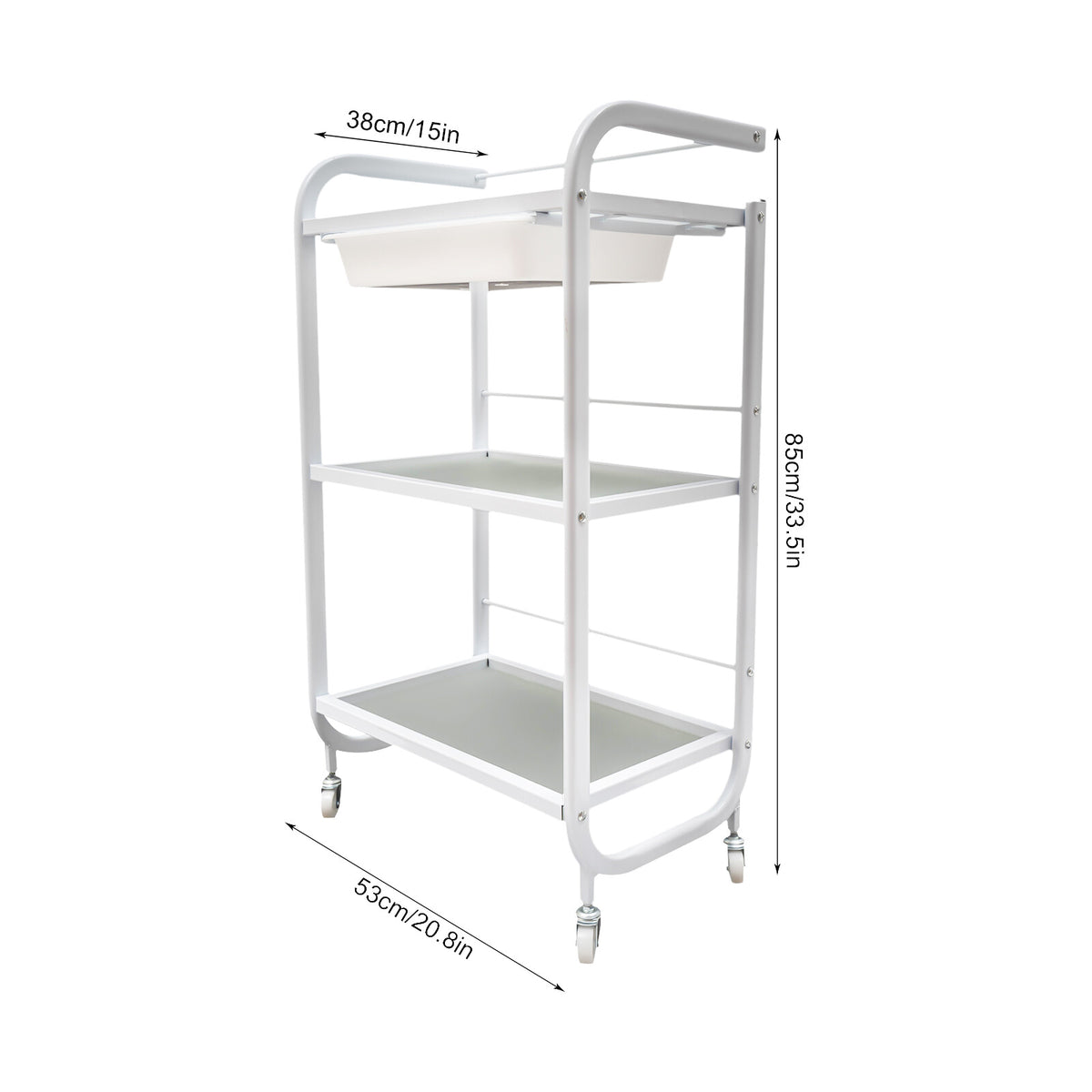Rolling Trolley Cart with Wheels and Drawer for Salon & Spa Storage