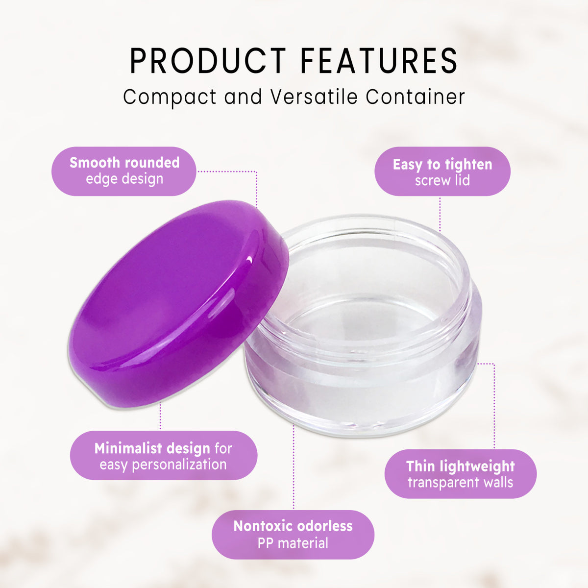 25-Pack 5ml Plastic Makeup Sample Jars - Cosmetic & Lotion Containers