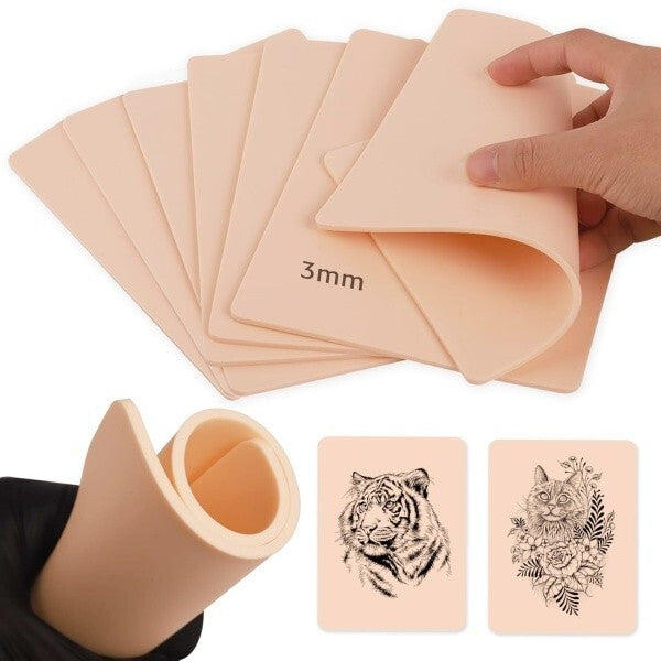 3mm Tattoo Practice Silicone Skin Sheets for Practice - 6x8 in, 10 Pcs