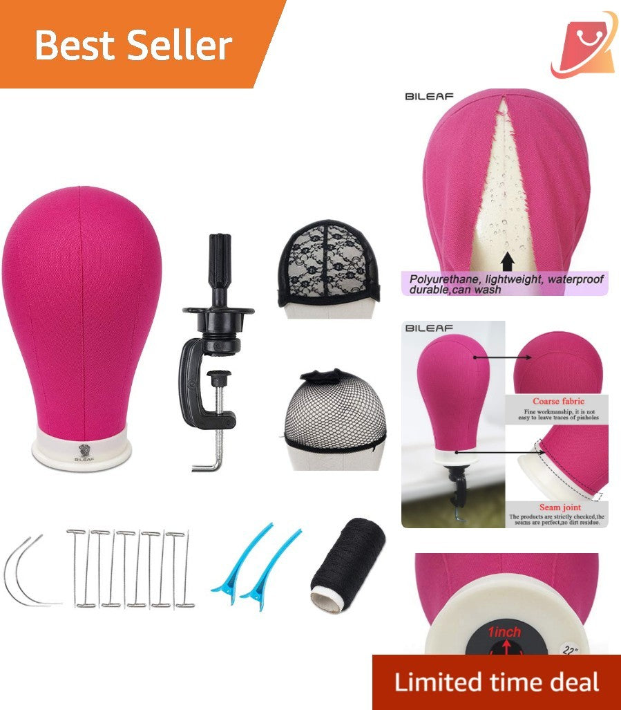 22 Inch Pink Canvas Mannequin Head for Wig Styling & Display