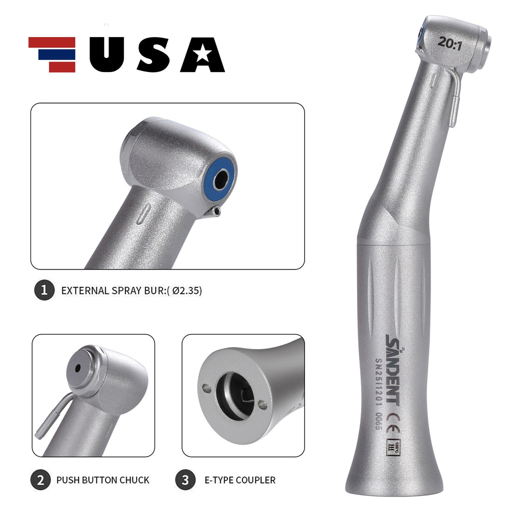 Dental Implant Contra Angle Handpiece 20:1 Reduction Low Speed Push Button SG20