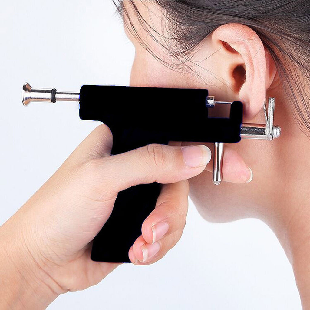 Professional Ear Piercing Gun Kit with 98 Stainless Steel Studs for Ears, Nose & Navel - DIY Body Jewelry Tool Set